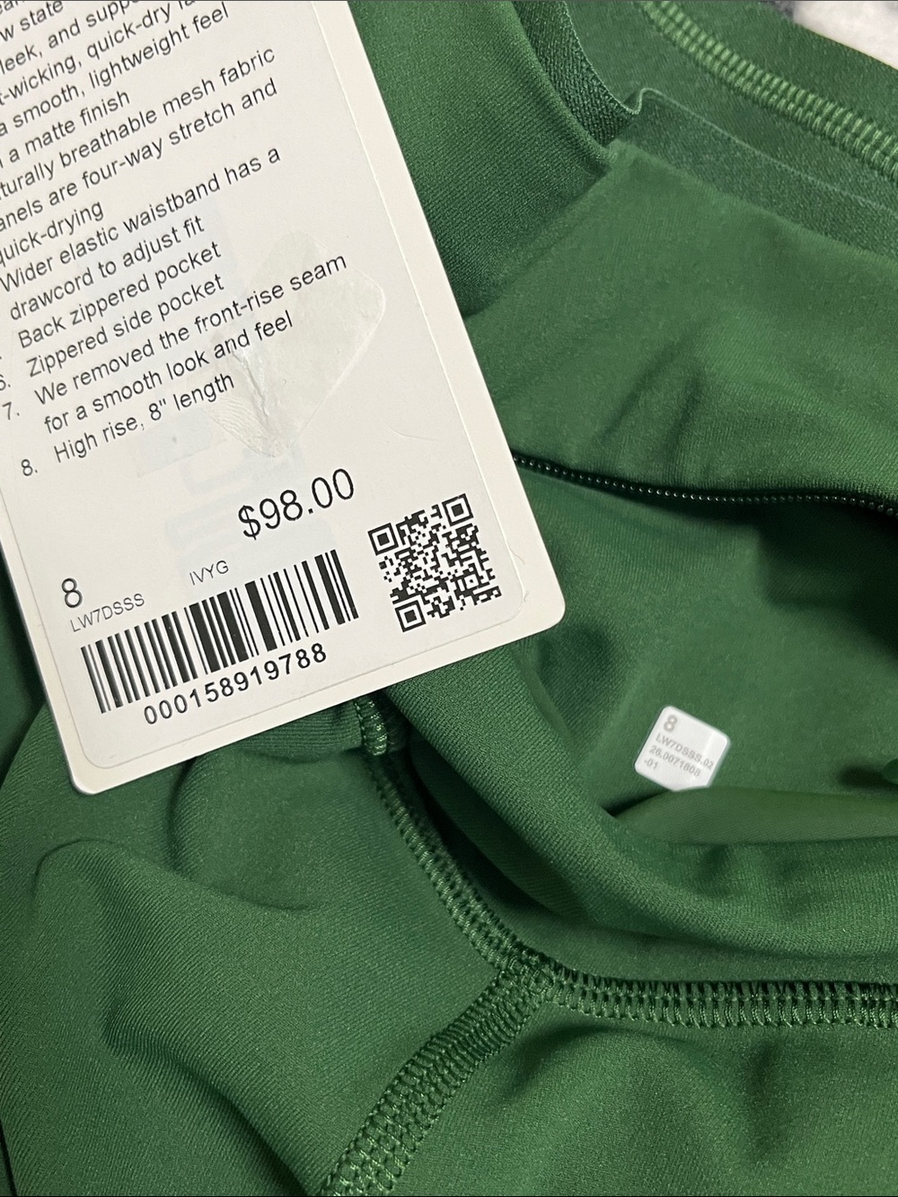 🆕 Lululemon No Line HR Run Short 8” in Ivy Grove, size 12 or 8 - Picture 7 of 7